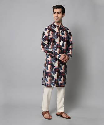 Wrinkle free Multi coloured hand painted kurta 3