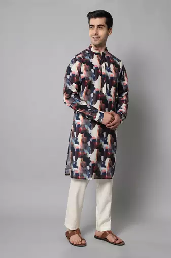 Wrinkle free Multi coloured hand painted kurta