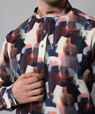 Wrinkle free Multi coloured hand painted kurta 4