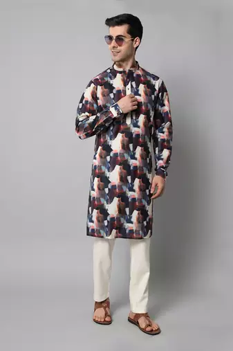 Wrinkle free Multi coloured hand painted kurta