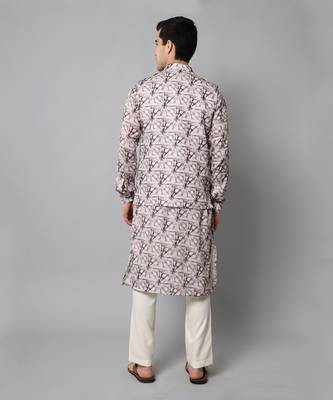 Wrinkle free Off white maroon tie dye kurta jacket set 6