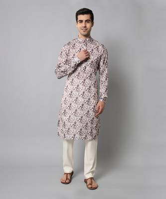 Wrinkle free Off white and maroon tie dye kurta with pants 1