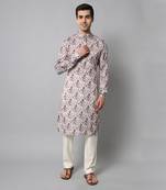 Wrinkle free Off white and maroon tie dye kurta with pants