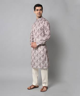 Wrinkle free Off white and maroon tie dye kurta with pants 2