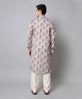 Wrinkle free Off white and maroon tie dye kurta with pants 3