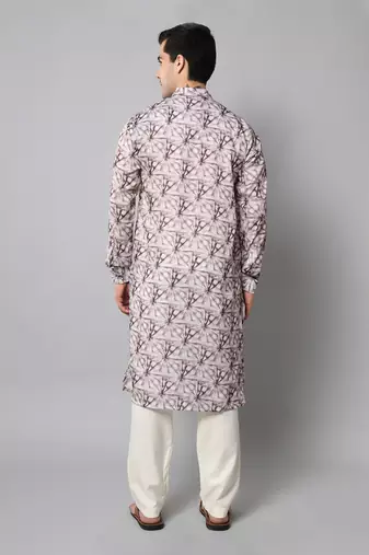 Wrinkle free Off white and maroon tie dye kurta with pants