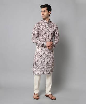 Wrinkle free Off white and maroon tie dye kurta with pants 4