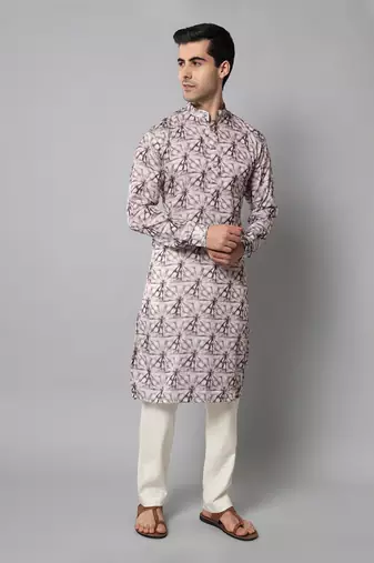Wrinkle free Off white and maroon tie dye kurta with pants