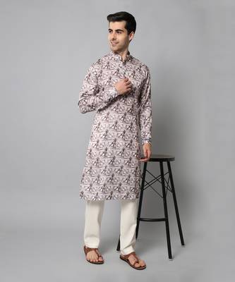 Wrinkle free Off white and maroon tie dye kurta with pants 6