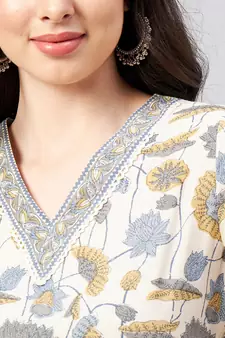 Beige printed cotton salwar