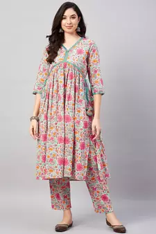 Multicolor printed cotton salwar