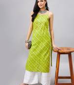 Green printed cotton ethnic-kurtis