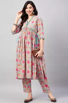 Multicolor printed cotton salwar