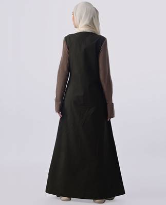 Length 58 | Fresh Olive Full Front Opening Jilbab | Silk Route  3