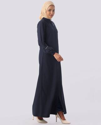 Length 56 | Navy Peony Exquisite Embellishment Jilbab | Silk Route  2