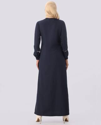 Length 58 | Navy Peony Exquisite Embellishment Jilbab | Silk Route  3