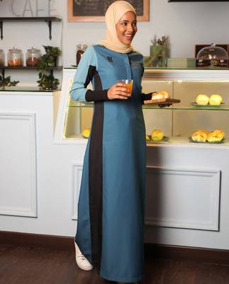 Length 60 | Moroccan Blue Side Panel Jilbab | Silk Route  1