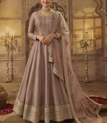 Onion Pink Dola Silk Embroidery Anarkali Semistitched Suit