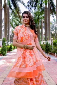  Orange Cotton Sarees With Blouse