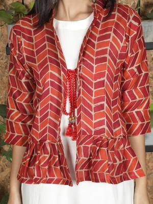 Red printed viscose rayon ethnic-kurtis 6