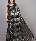 Black embroidered georgette saree with blouse