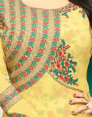 Yellow embroidered georgette salwar with dupatta 3