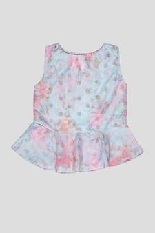 Katan Silk Peplum top with net skirt