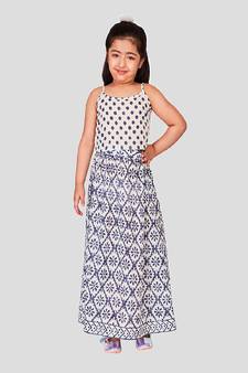 Handblock cotton Crop top and skirt