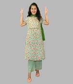 Cotton Printed Kurta with Straight Pants & Dupatta