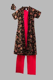 Foil Print Three piece jacket Kurta and Straight pants