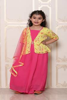 Chiffon Yellow Pink skirt top