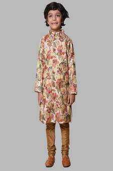 Floral Silk Off White Sherwani