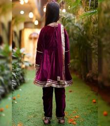 Wine velvet kurta set