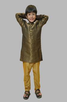 Black & Gold Brocade Kurta Pajama set