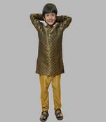 Black & Gold Brocade Kurta Pajama set