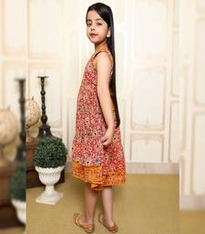 Ajrak Print Frock with Mustard border & belt