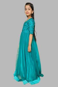 Blue floor length dress