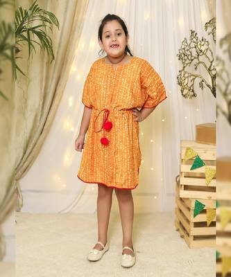 Yellow Bandhej Kaftan Set 1