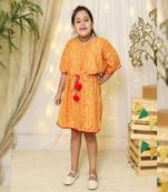 Yellow Bandhej Kaftan Set