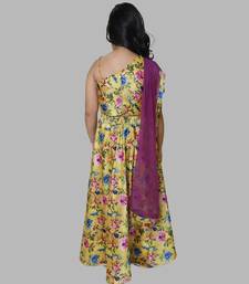 Floral Print One shoulder Lehenga Choli Set with Net Dupatta