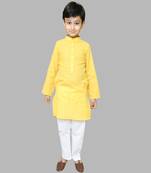 Yellow Cotton Kurta Pajama Set