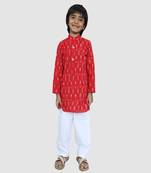 Ikkat Print Red Kurta and Pajama Set