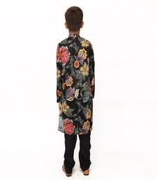 Black floral print Kurta Pajama Set