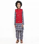 Cotton Kurta Pajama Set with an Embroidered Nehru Jacket