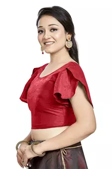 Red Art Silk Designer Party Wear Readymade Blouse