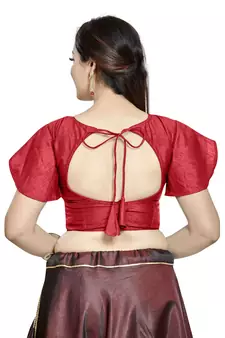 Red Art Silk Designer Party Wear Readymade Blouse
