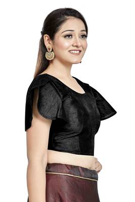 Black Art Silk Designer Party Wear Readymade Blouse 3
