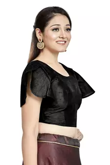 Black Art Silk Designer Party Wear Readymade Blouse