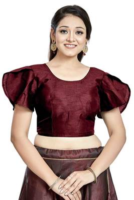 Maroon Art Silk Designer Party Wear Readymade Blouse 1