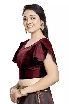 Maroon Art Silk Designer Party Wear Readymade Blouse